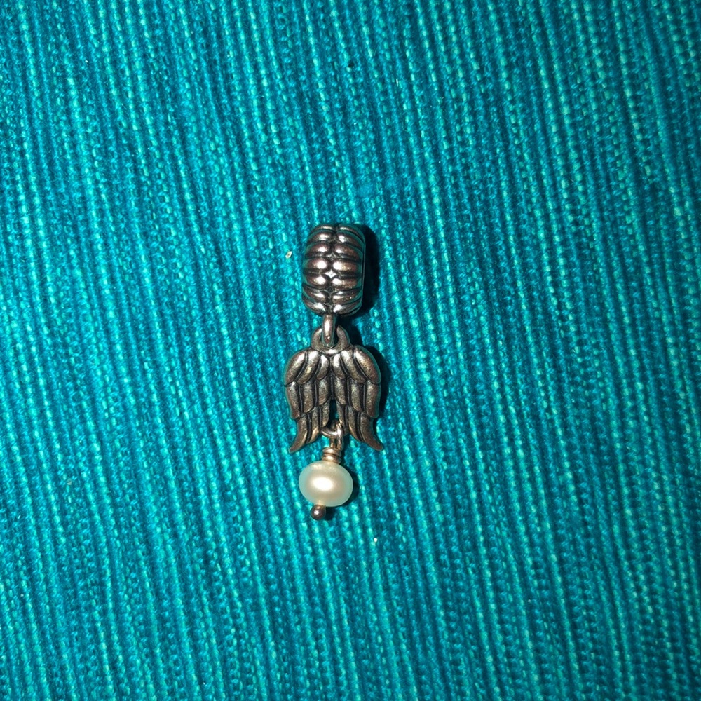 Angle wings & dangle pearl pandora bracelet charm